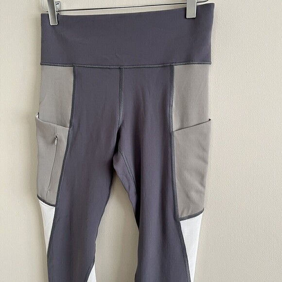 Athleta Colorblock Up for Anything Leggings Gray Grey White Size S Silver Bells - Picture 4 of 14